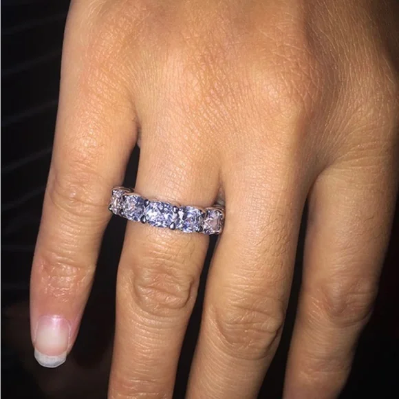 Italo Cushion Cut Wedding Band Eternity Band For Women 925 Sterling Silver - Picture 12 of 12